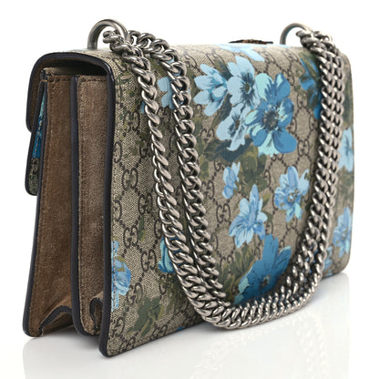 Gucci GG Supreme Monogram Blooms Print Embroidered Small Dionysus Shoulder Bag Blue Taupe 2 of 13