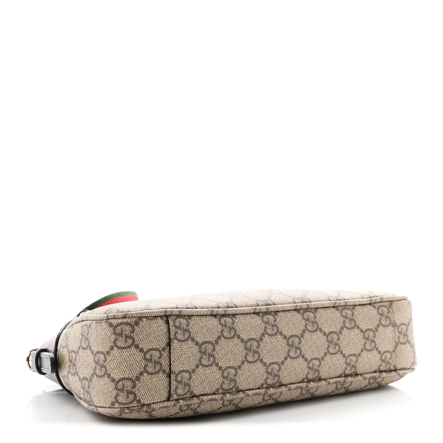 Gucci GG Supreme Monogram Textured Calfskin Small Emblem Shoulder Bag Beige Black 3 of 9