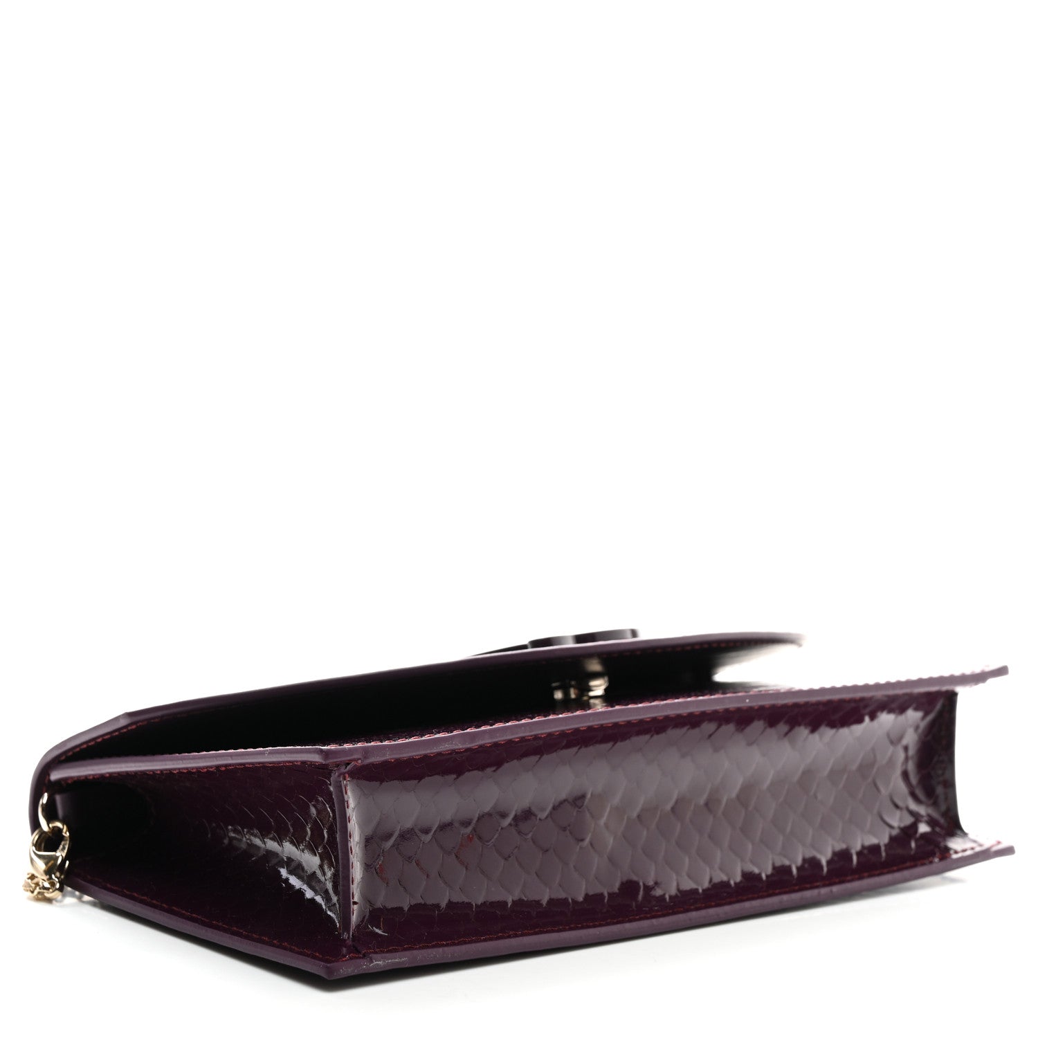 Christian Louboutin Patent Birdy Snakeskin Embossed Loubi54 Crossbody Clutch Merlot 3 of 8