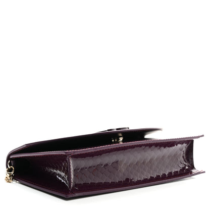 Christian Louboutin Patent Birdy Snakeskin Embossed Loubi54 Crossbody Clutch Merlot 3 of 8