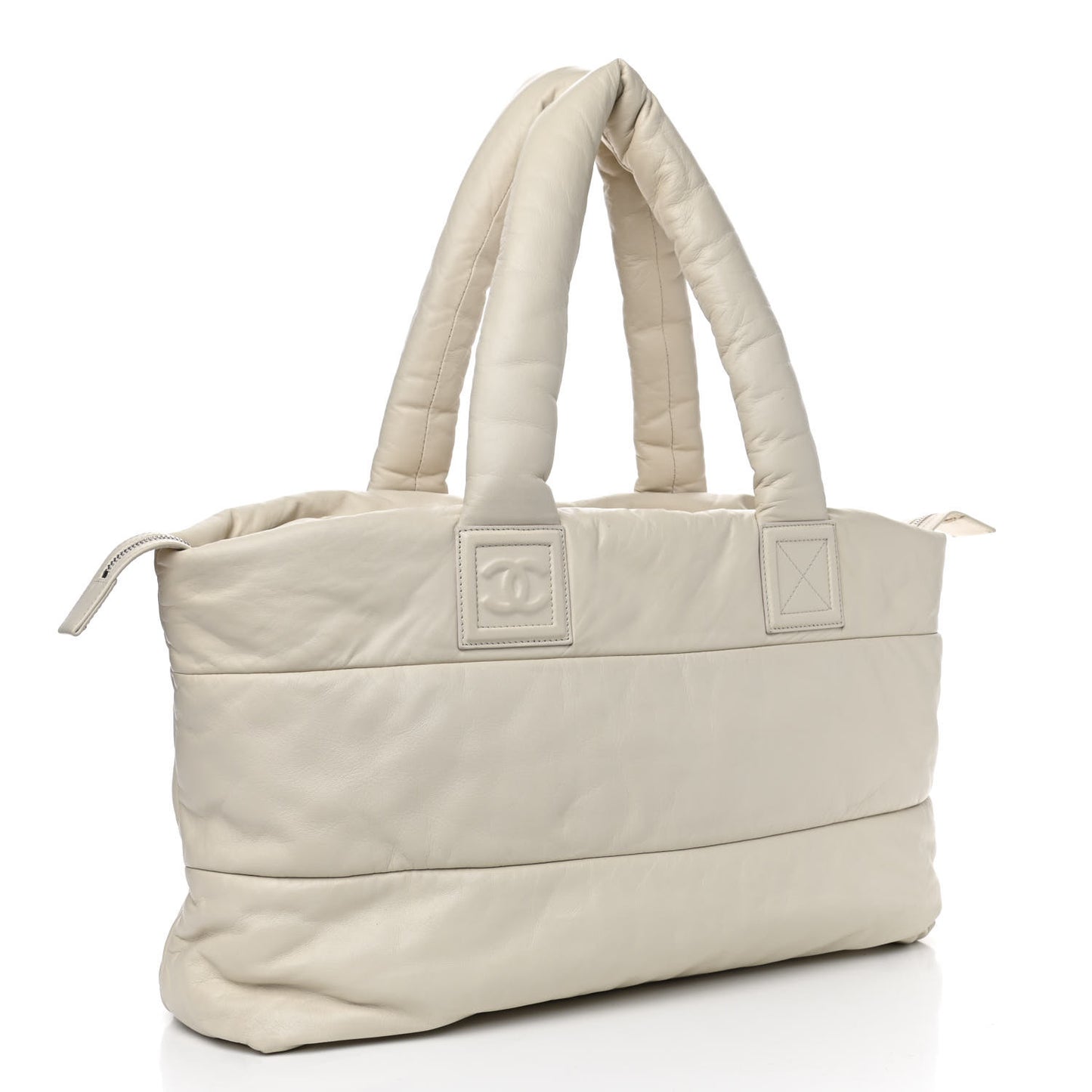 Lambskin Coco Cocoon Large Reversible Tote White