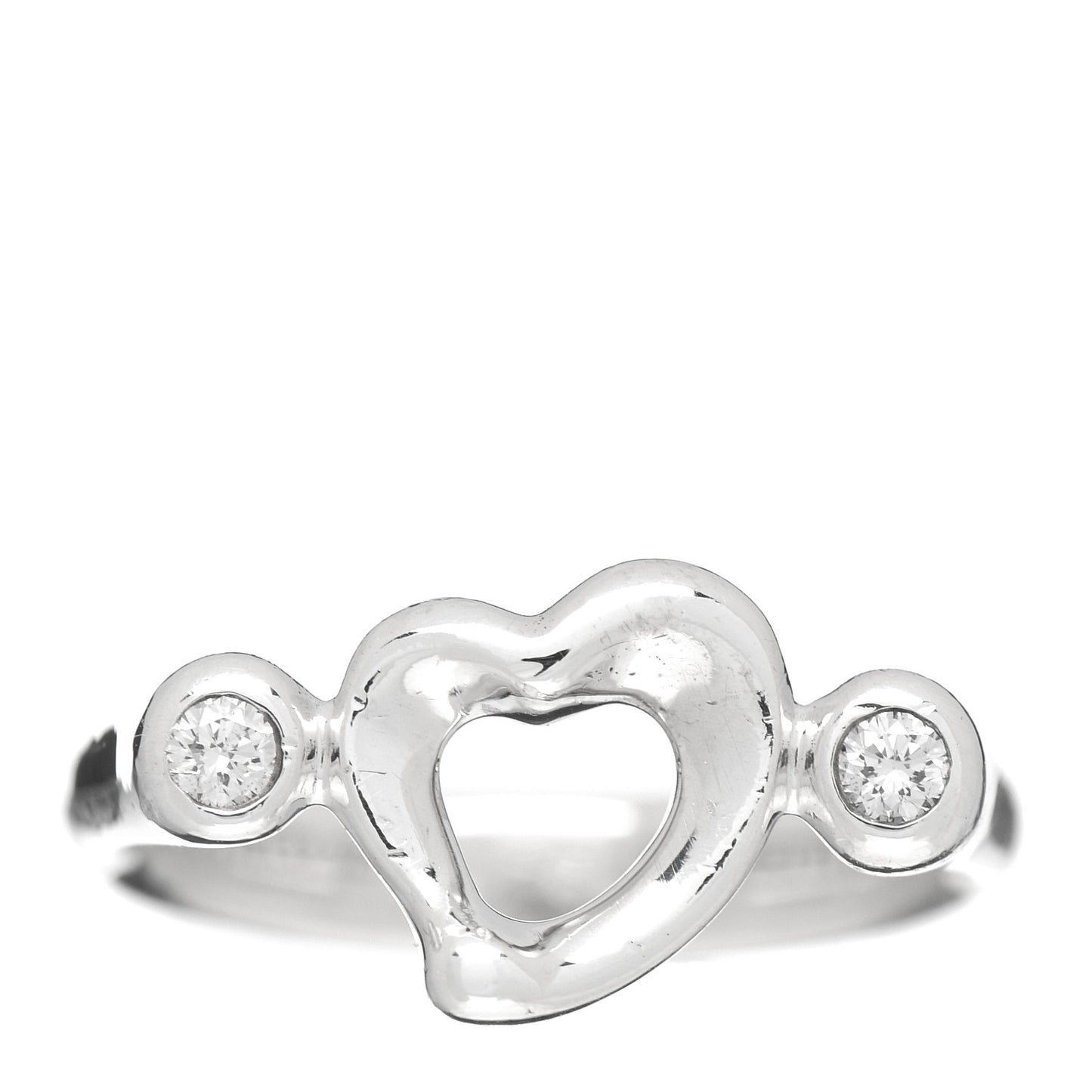 Sterling Silver Diamond Elsa Peretti Open Heart Ring 49 5