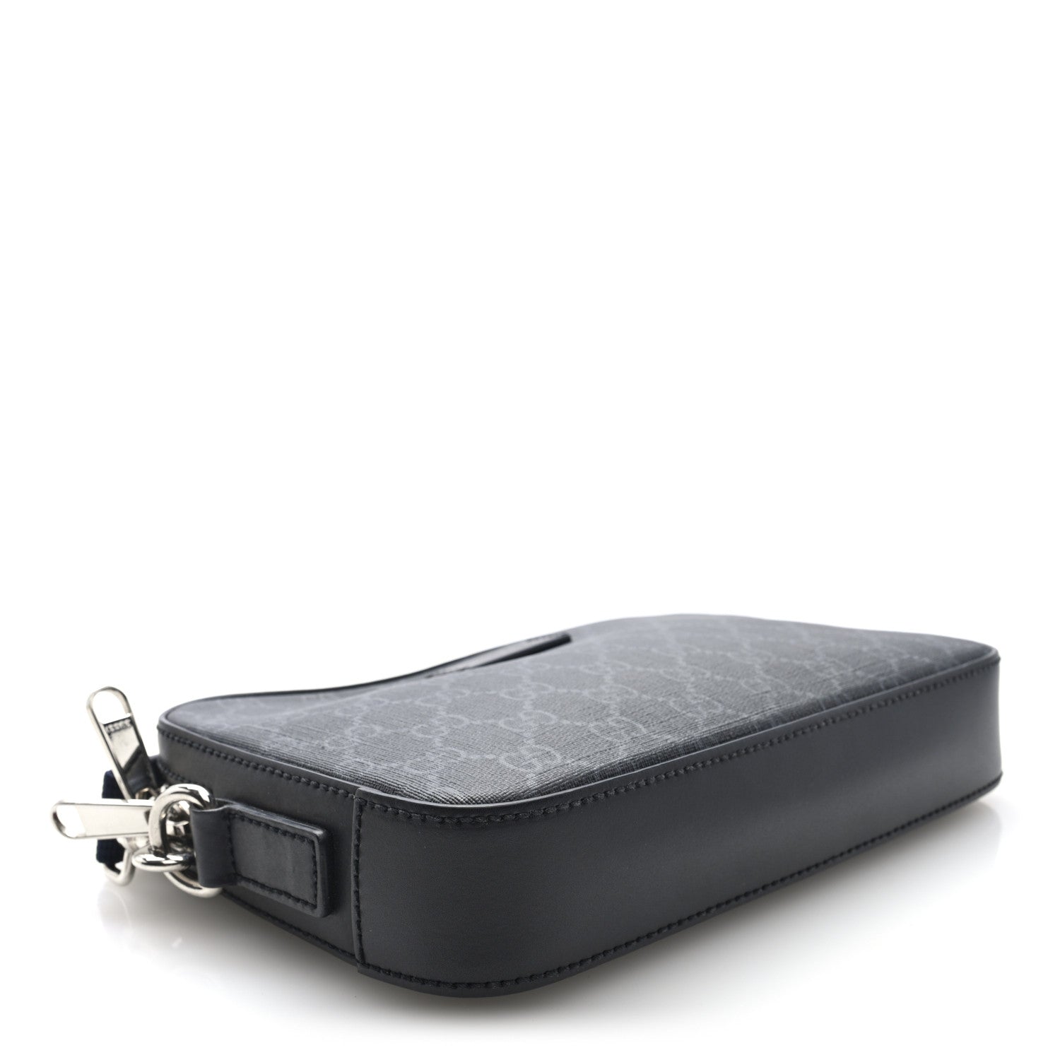 Gucci GG Supreme Monogram Appia Calfskin Web Wristlet Black 4 of 7