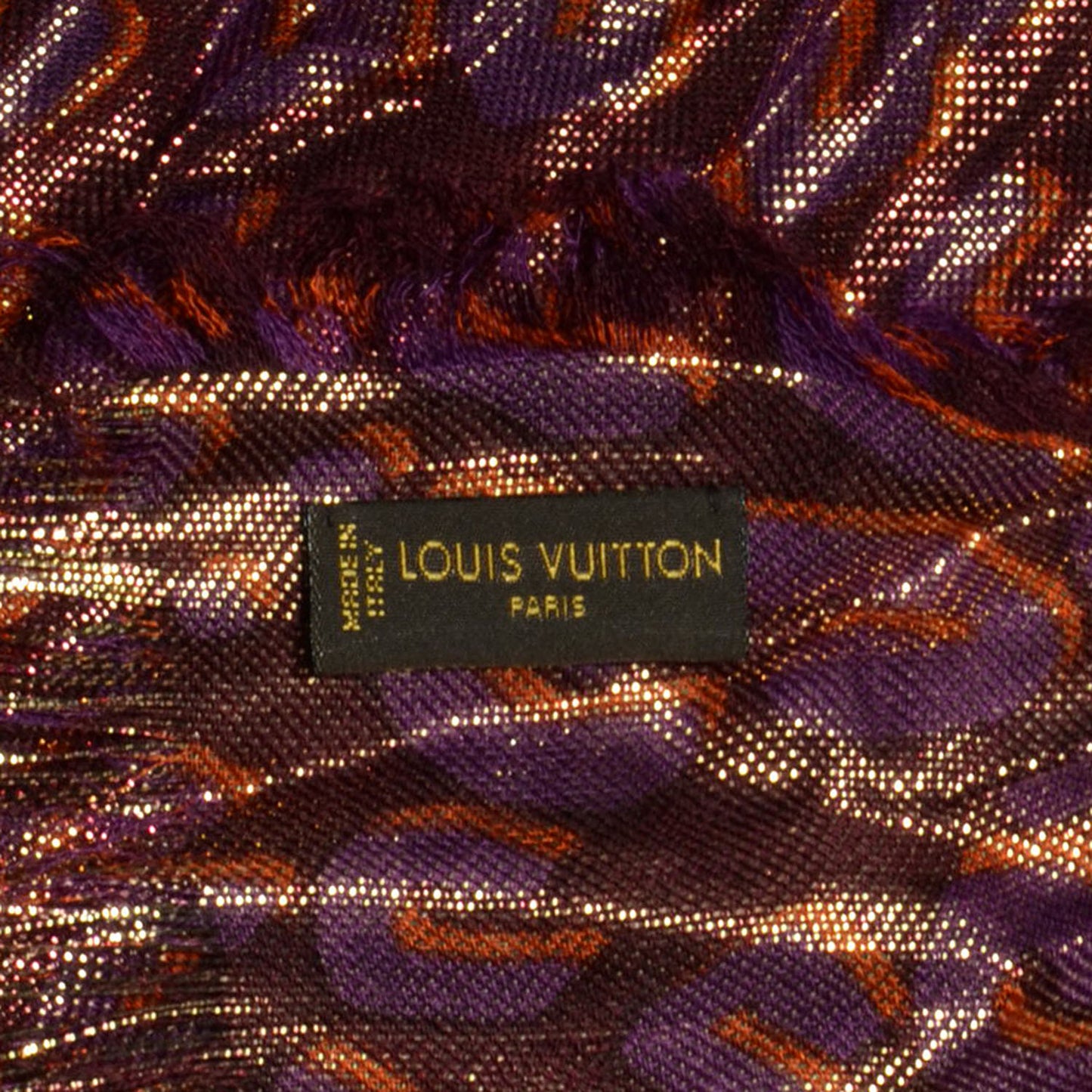 Cashmere Silk Leopard Disco Etole Stole Prune