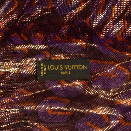 Louis Vuitton Cashmere Silk Leopard Disco Etole Stole Prune 7 of 8