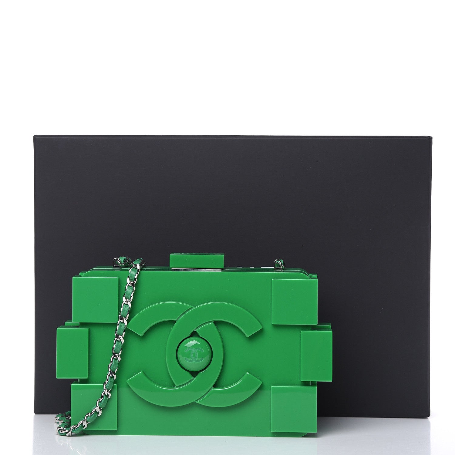 Chanel Plexiglass Boy Brick Lego Clutch Green 12 of 12