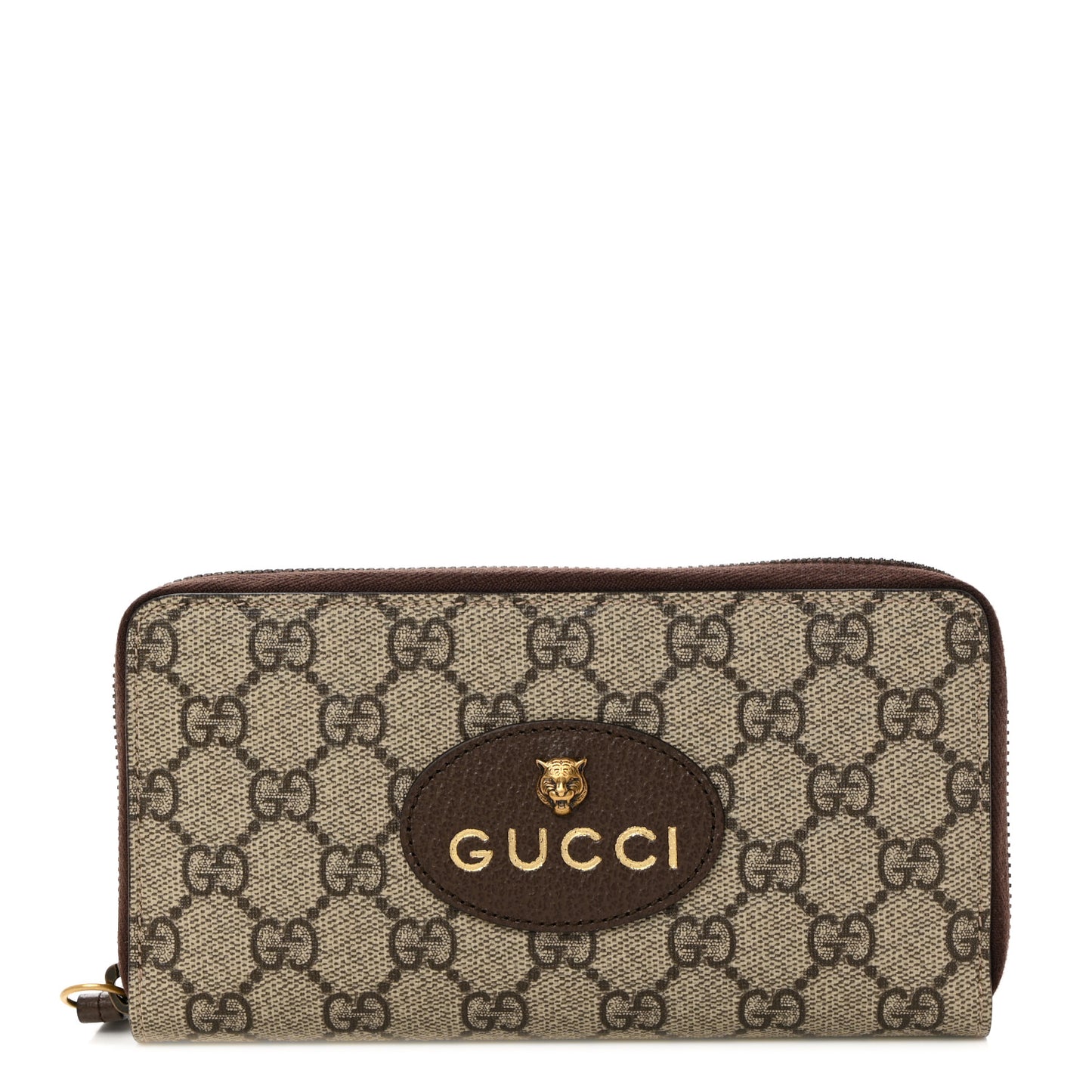 GG Supreme Monogram Neo Vintage Zip Around Wallet Beige Crop New Acero