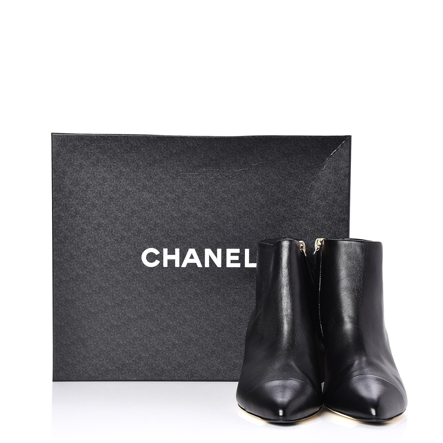 Chanel Calfskin Cap Toe Pearl Ankle Boots 35 Black 9 of 9