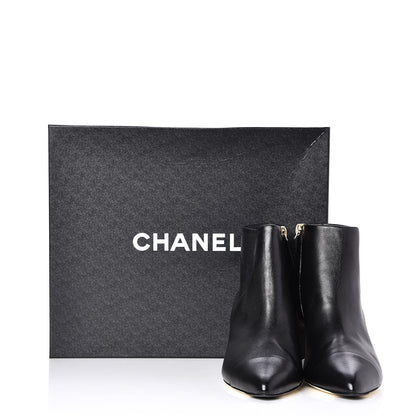 Chanel Calfskin Cap Toe Pearl Ankle Boots 35 Black 9 of 9