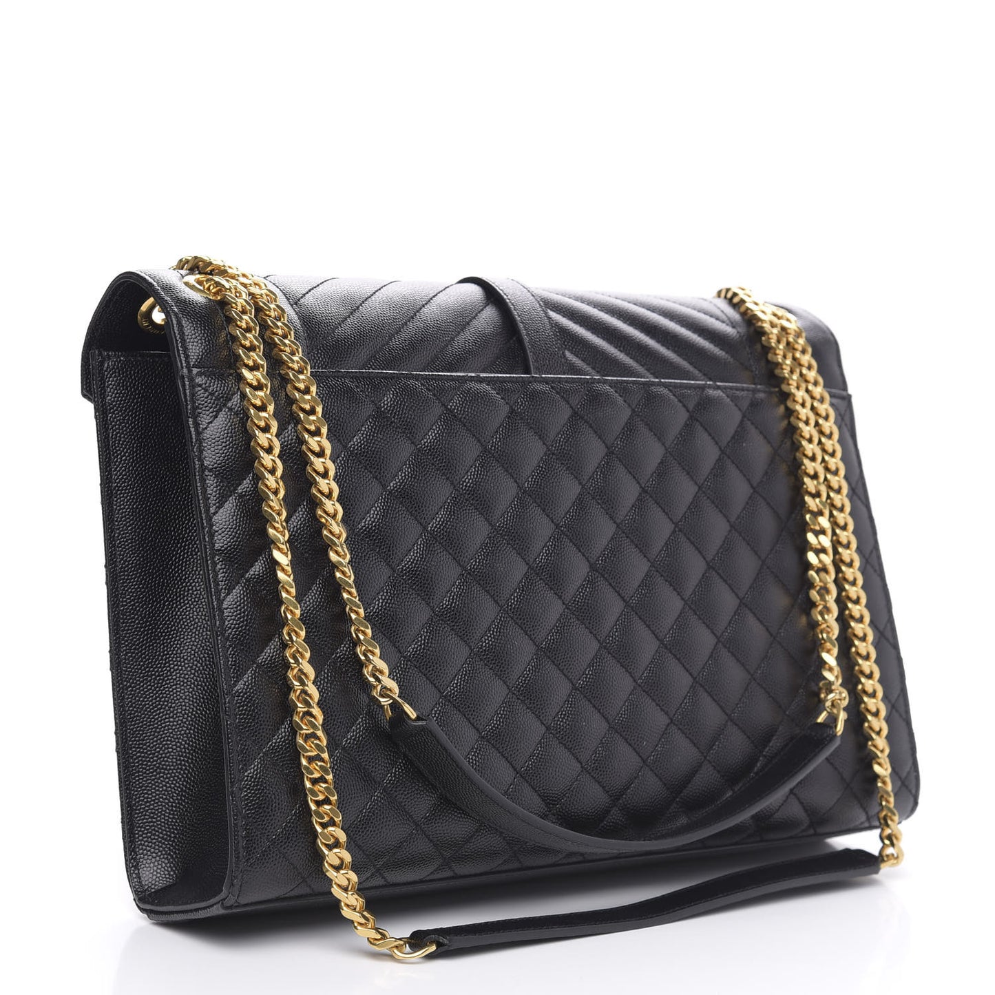 Grain De Poudre Textured Mixed Matelasse Large Triquilt Monogram Satchel Black