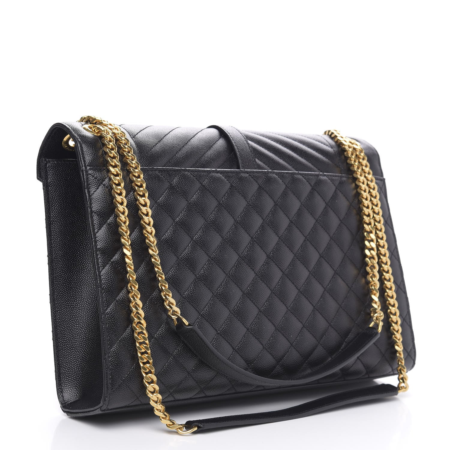 Saint Laurent Grain De Poudre Textured Mixed Matelasse Large Triquilt Monogram Satchel Black 3 of 9