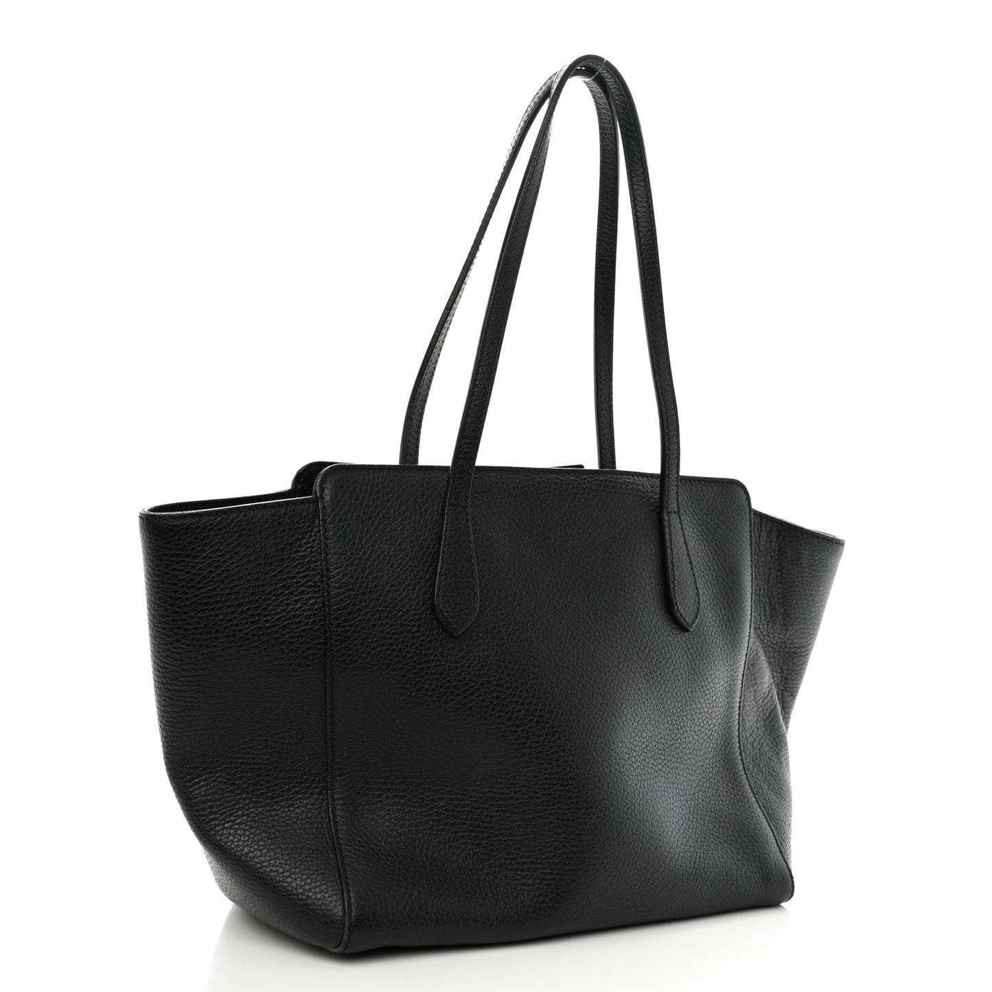 Pebbled Calfskin Small Swing Tote Black