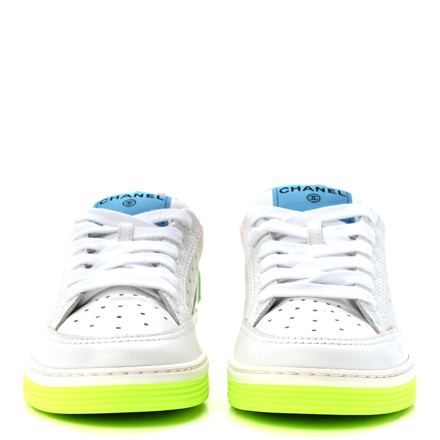 Chanel Calfskin Womens Logo Sneakers 36.5 White Multicolor 2 of 8