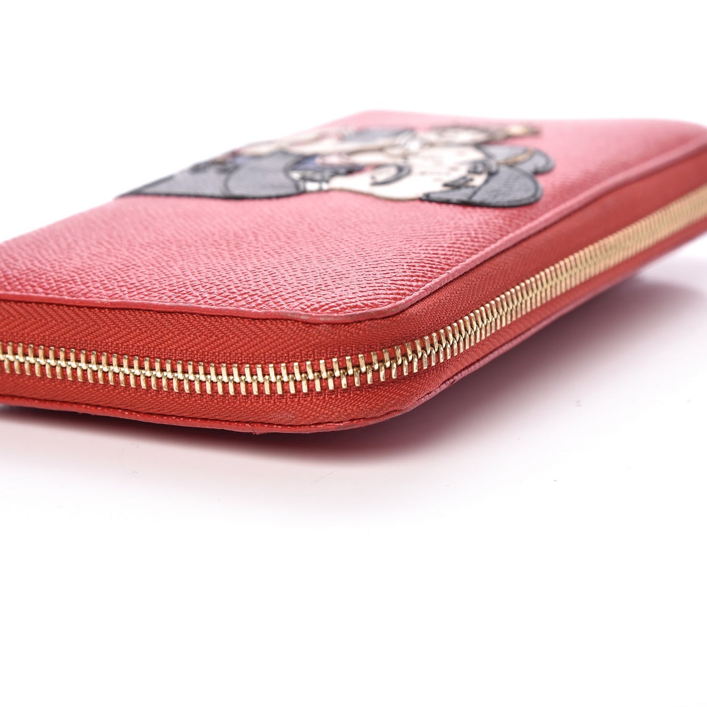 Dauphine Family Patch Zip Around Wallet Red