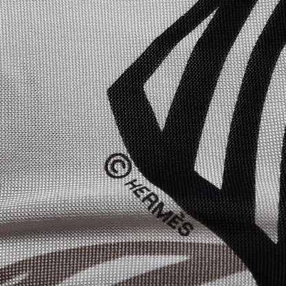 Hermes Silk Jersey Onde De Chic Scarf 90 Blanc Noir Sepia 7 of 8