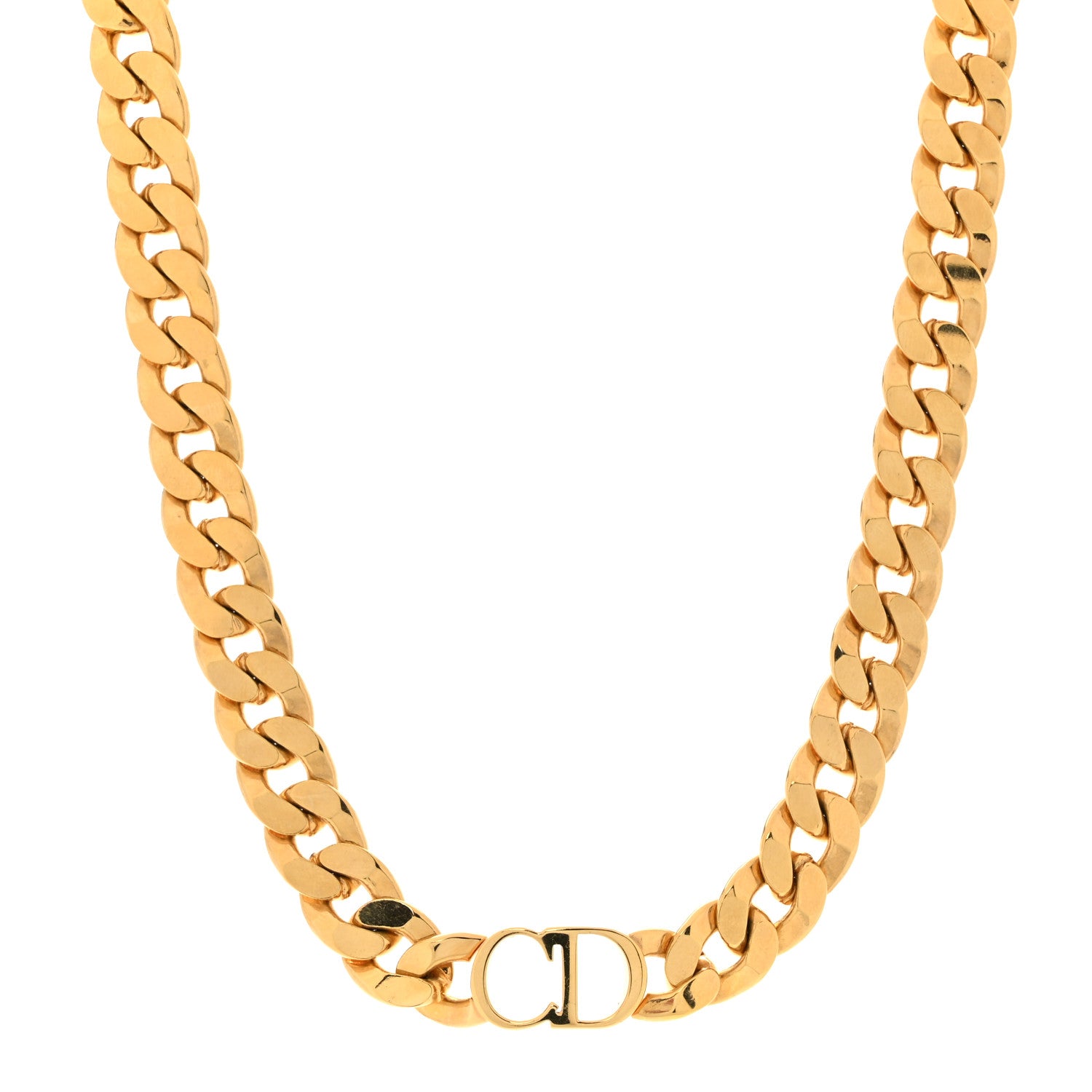 Christian Dior Metal CD Choker Necklace Gold 1 of 5