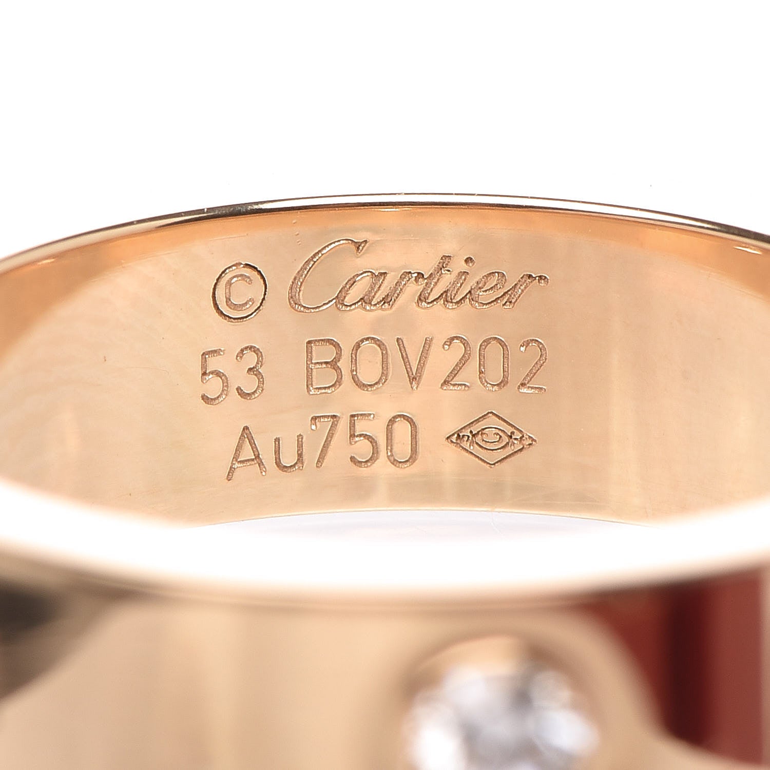 Cartier 18K Yellow Gold 3 Diamond 5.5mm LOVE Ring 53 6.25 4 of 5