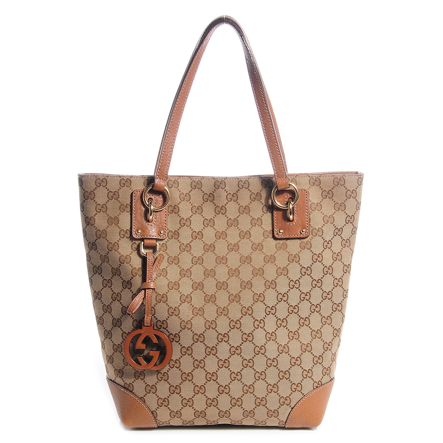 GG Monogram Medium Charm Tote Light Brown