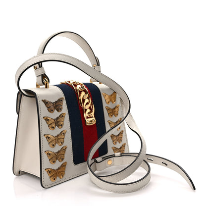 Gucci Calfskin Animal Studs Mini Sylvie Top Handle Bag White 3 of 11