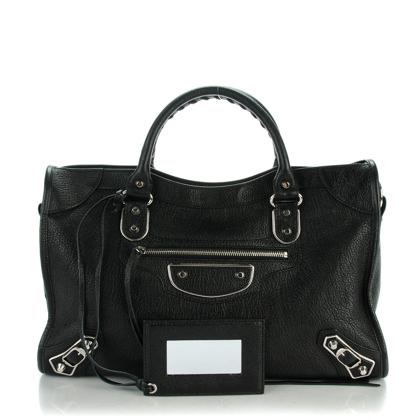 Chevre Silver Metallic Edge Hardware City Black