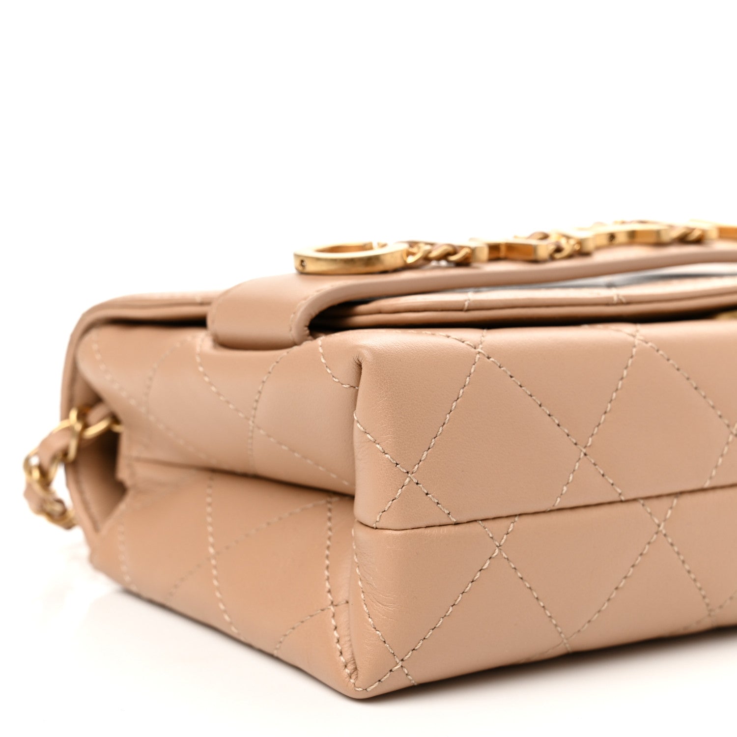 Chanel Calfskin Quilted Small Enchained Flap Beige 8 of 10