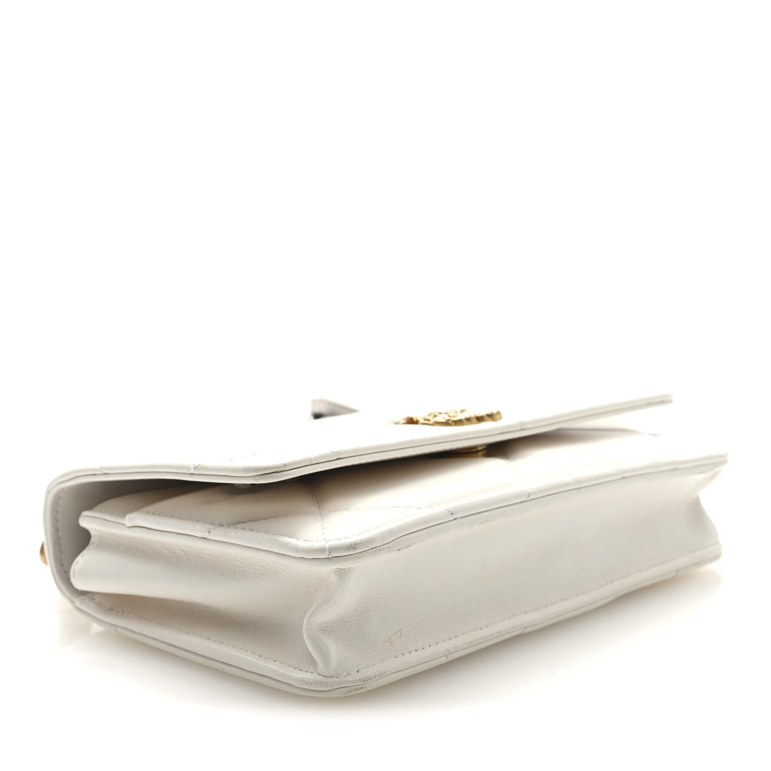 Chanel Goatskin Quilted Chanel 19 Wallet On Chain WOC White 4 of 10