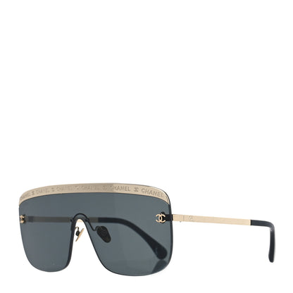 Chanel Metal Shield Sunglasses Gold Grey 1 of 7