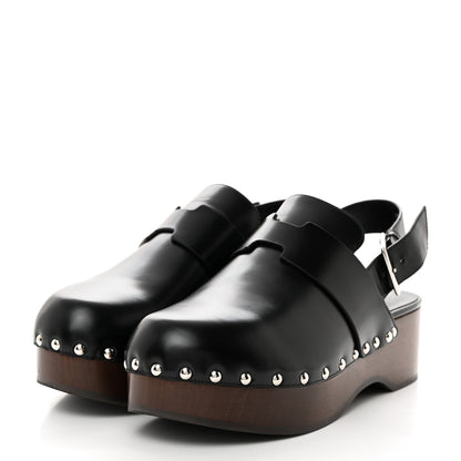 Hermes Toscan Calfskin Hermione Mules 37 Black 3 of 8