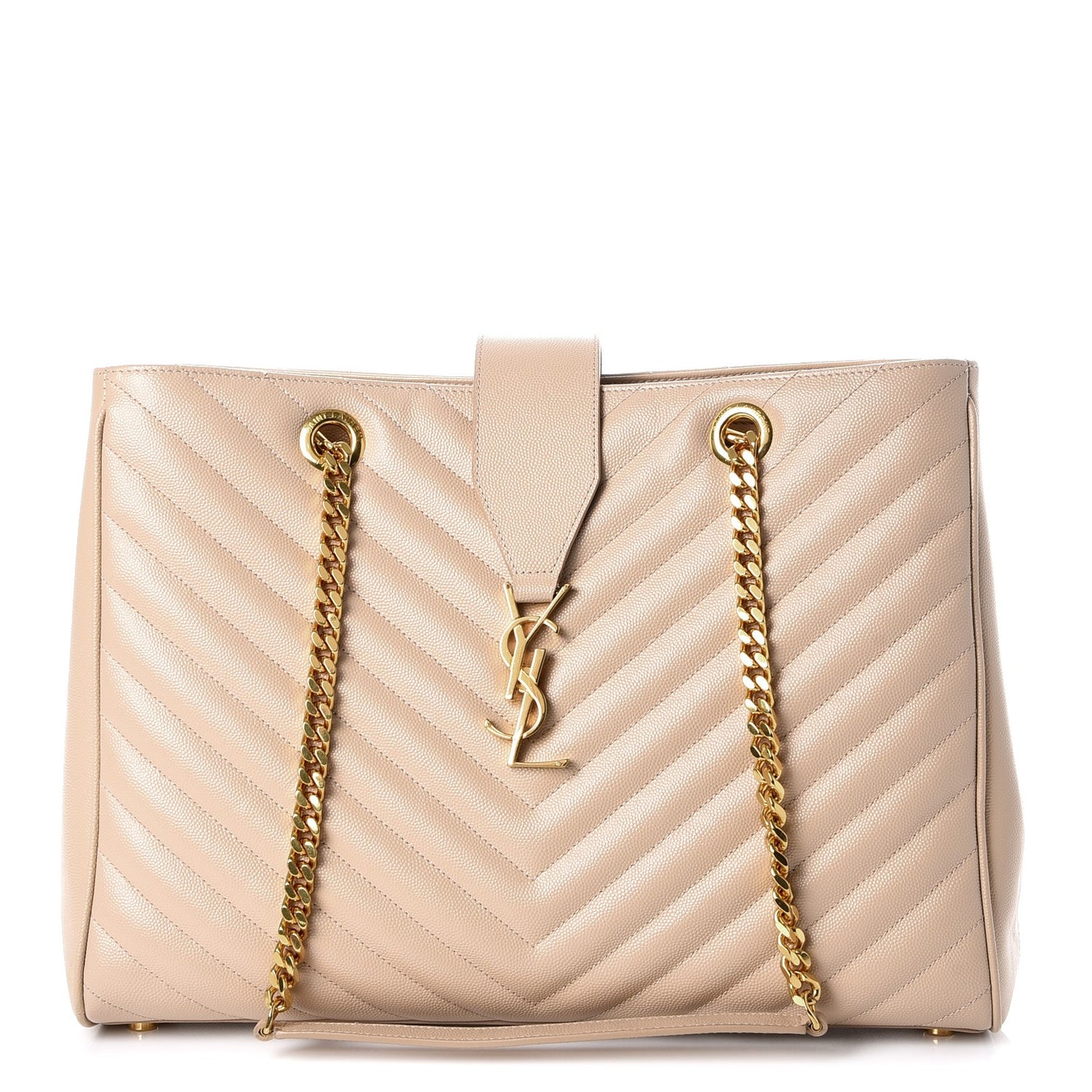 Grain De Poudre Matelasse Chevron Monogram Shopping Bag Nude Powder