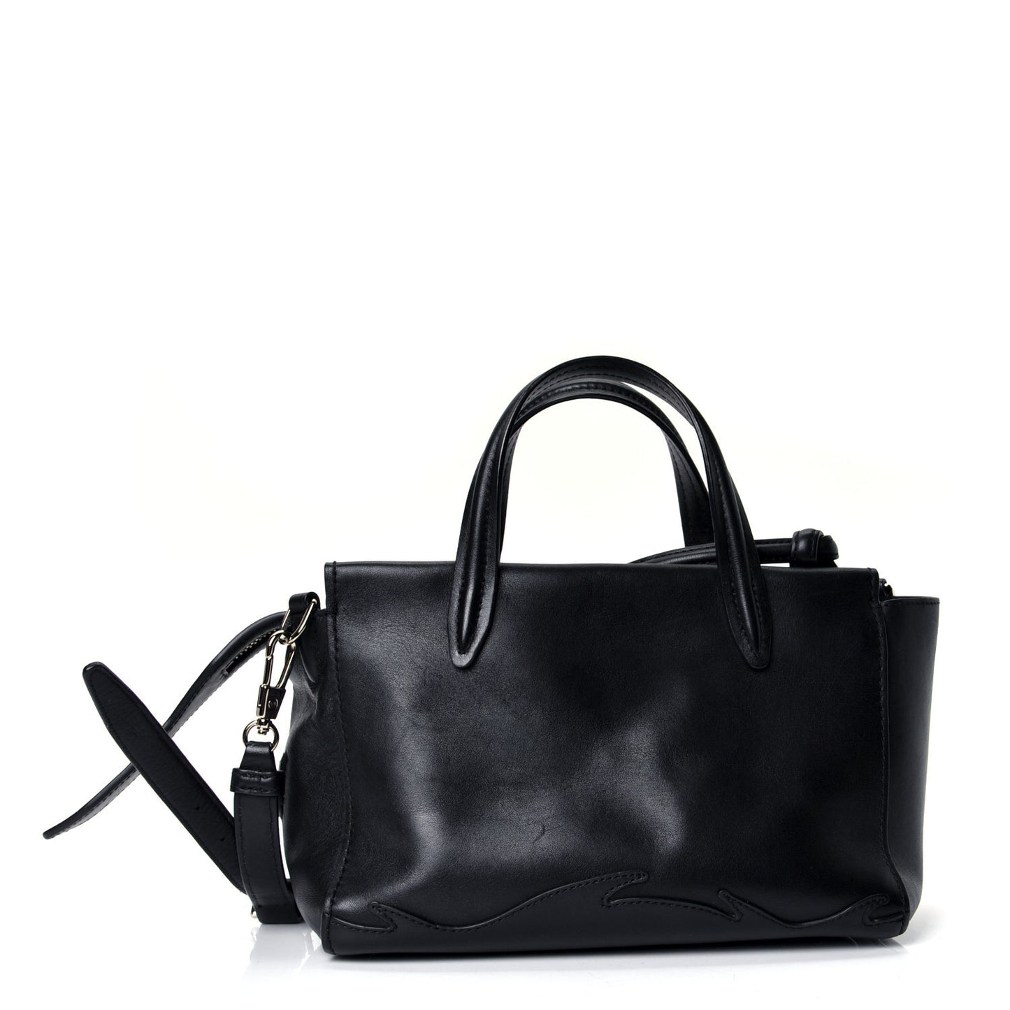Calfskin Small Ames Patchwork Satchel Black