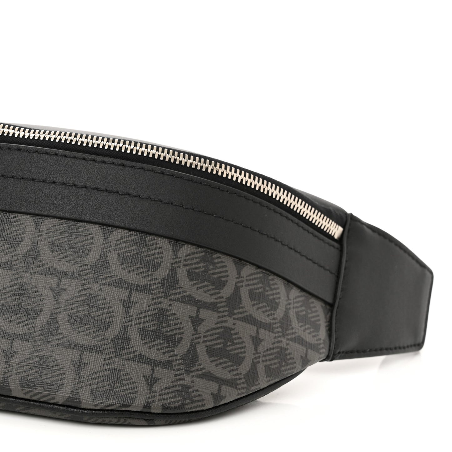 Gancini Monogram Calfskin Waist Bag Black Grey