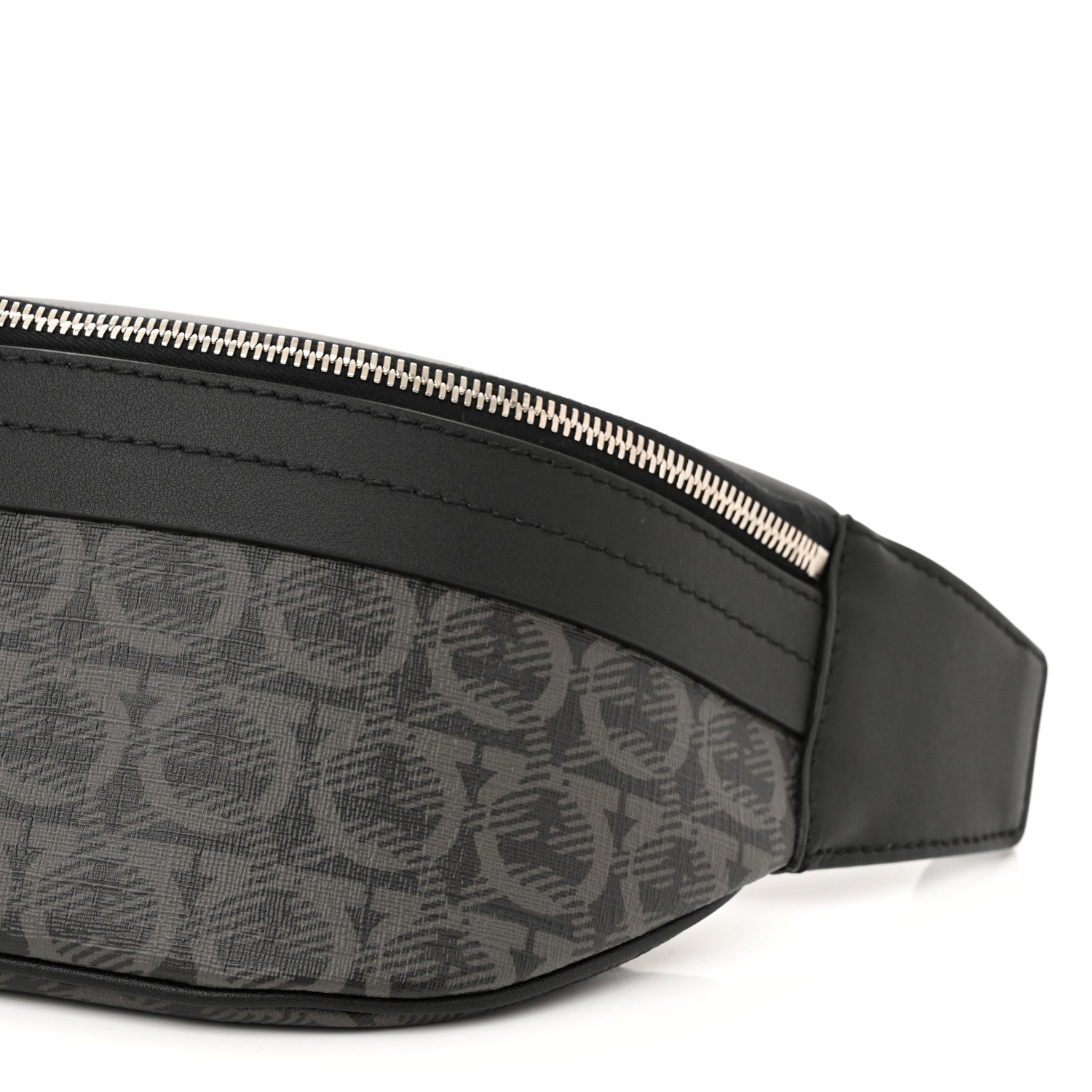 Salvatore Ferragamo Gancini Monogram Calfskin Waist Bag Black Grey 10 of 10