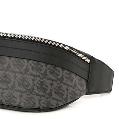 Salvatore Ferragamo Gancini Monogram Calfskin Waist Bag Black Grey 10 of 10