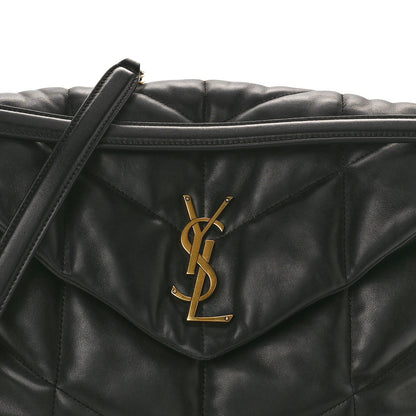 Saint Laurent Lambskin Quilted Medium Loulou Puffer Monogram Chain Satchel Black 9 of 12