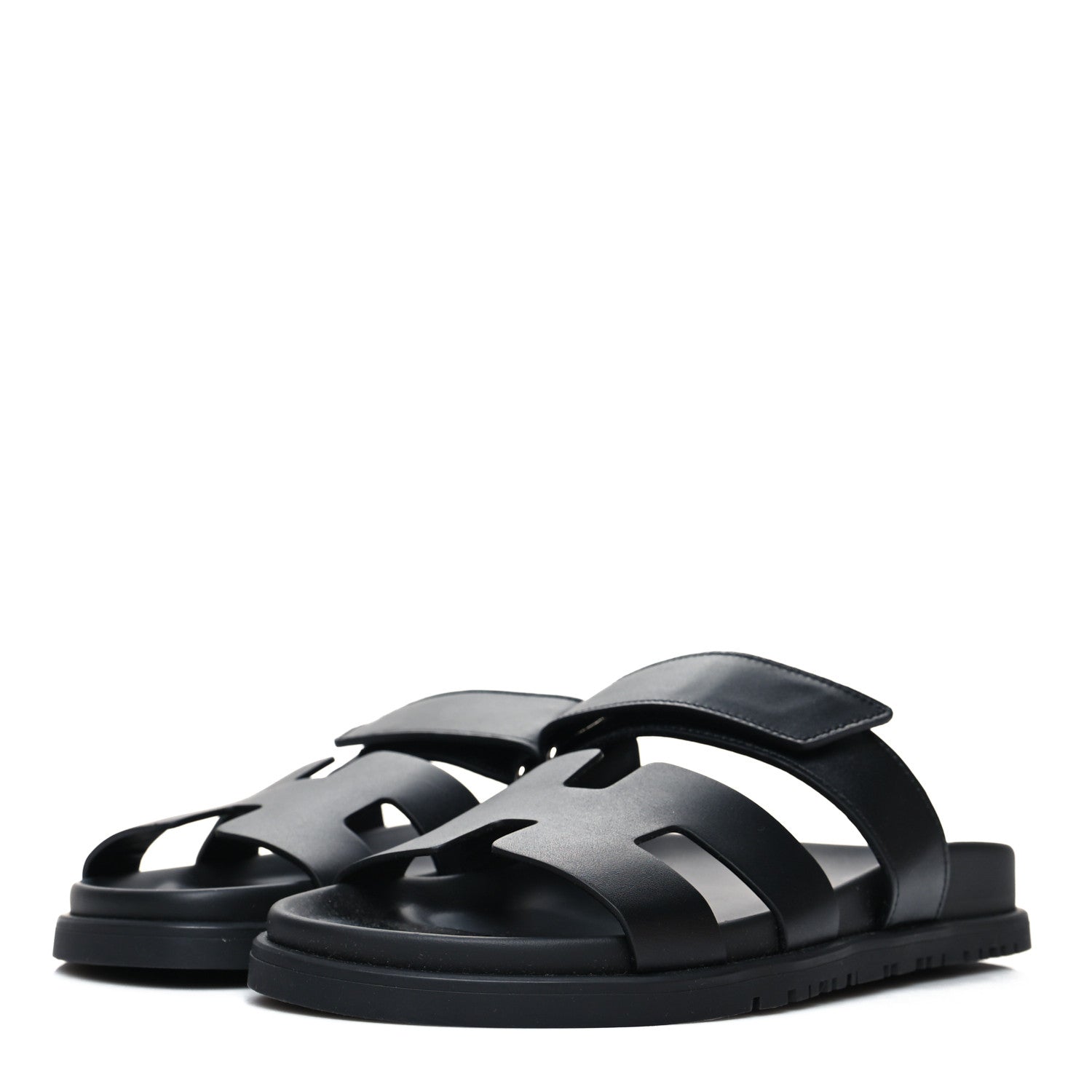 Hermes Calfskin Womens Chypre Sandals 36.5 Black 3 of 9
