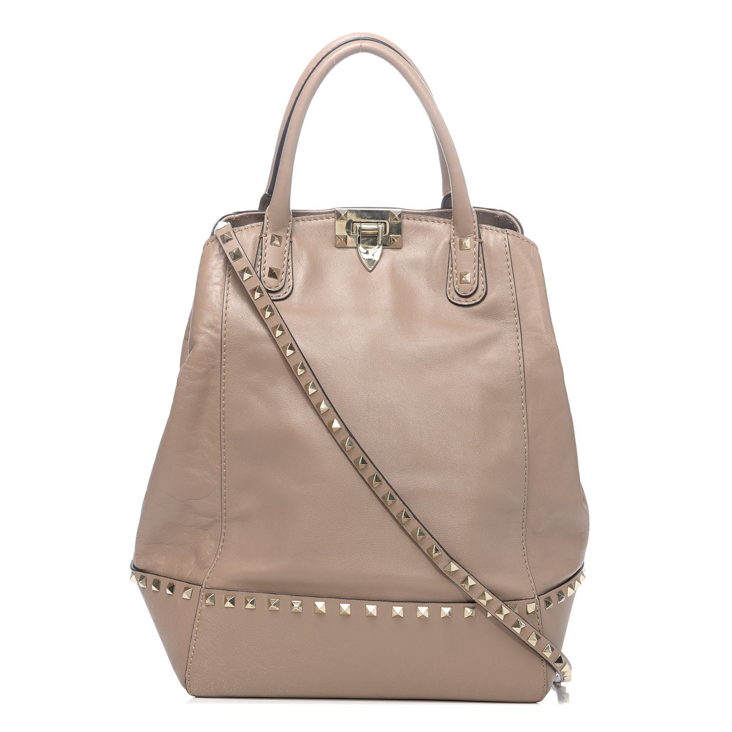 Valentino Garavani Calfskin Rockstud New Dome Bucket Tote Poudre 1 of 13