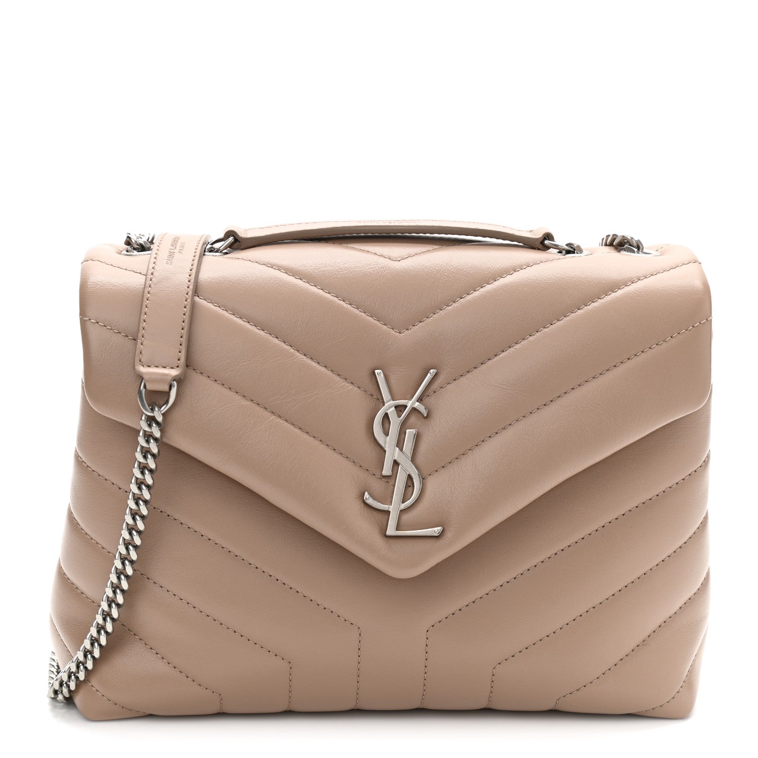 Saint Laurent Calfskin Y Quilted Monogram Small Loulou Chain Satchel Mink 1 of 10