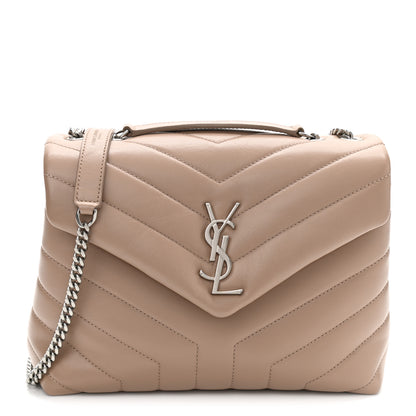 Saint Laurent Calfskin Y Quilted Monogram Small Loulou Chain Satchel Mink 1 of 10
