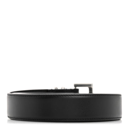 Saint Laurent Lambskin Monogram Cassandre Square Buckle Belt 100 40 Black 3 of 16