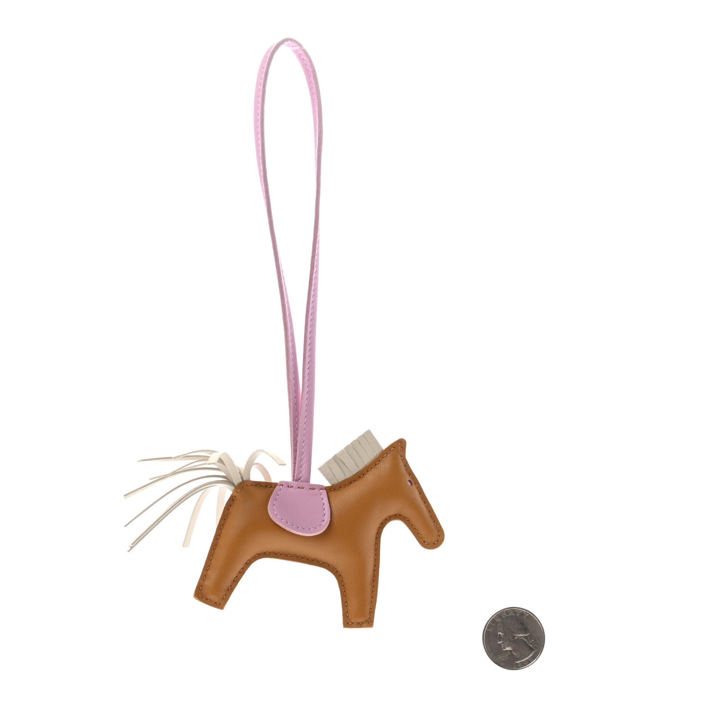Milo Lambskin Grigri Rodeo Horse Bag Charm PM Sesame Mauve Sylvestre Craie