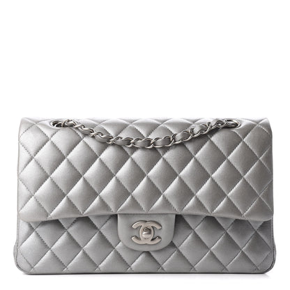 Chanel Metallic Lambskin Quilted Medium Double Flap Silver 1 of 9