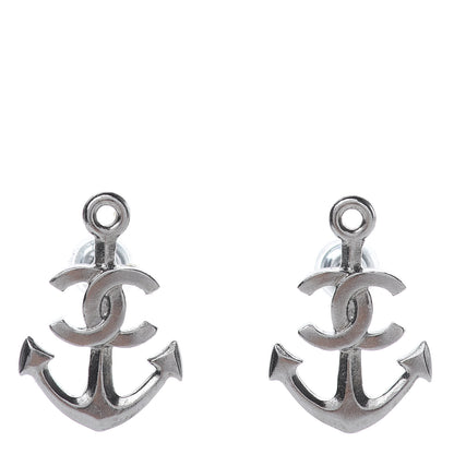 Chanel Metal Anchor CC Earrings Silver 1 of 5