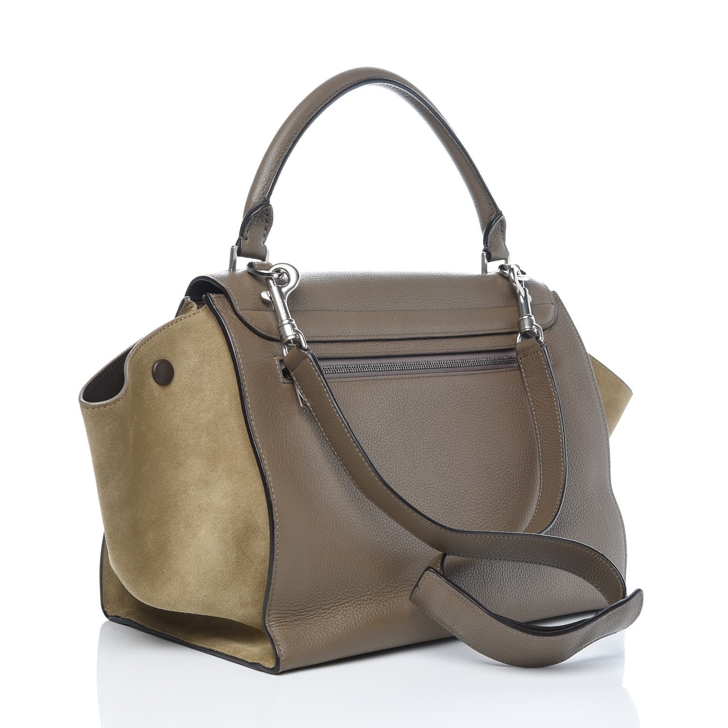 Celine Drummed Calfskin Suede Medium Trapeze Souris 2 of 8