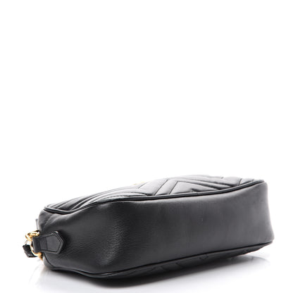 Gucci Calfskin Matelasse Small GG Marmont Chain Shoulder Bag Black 3 of 15