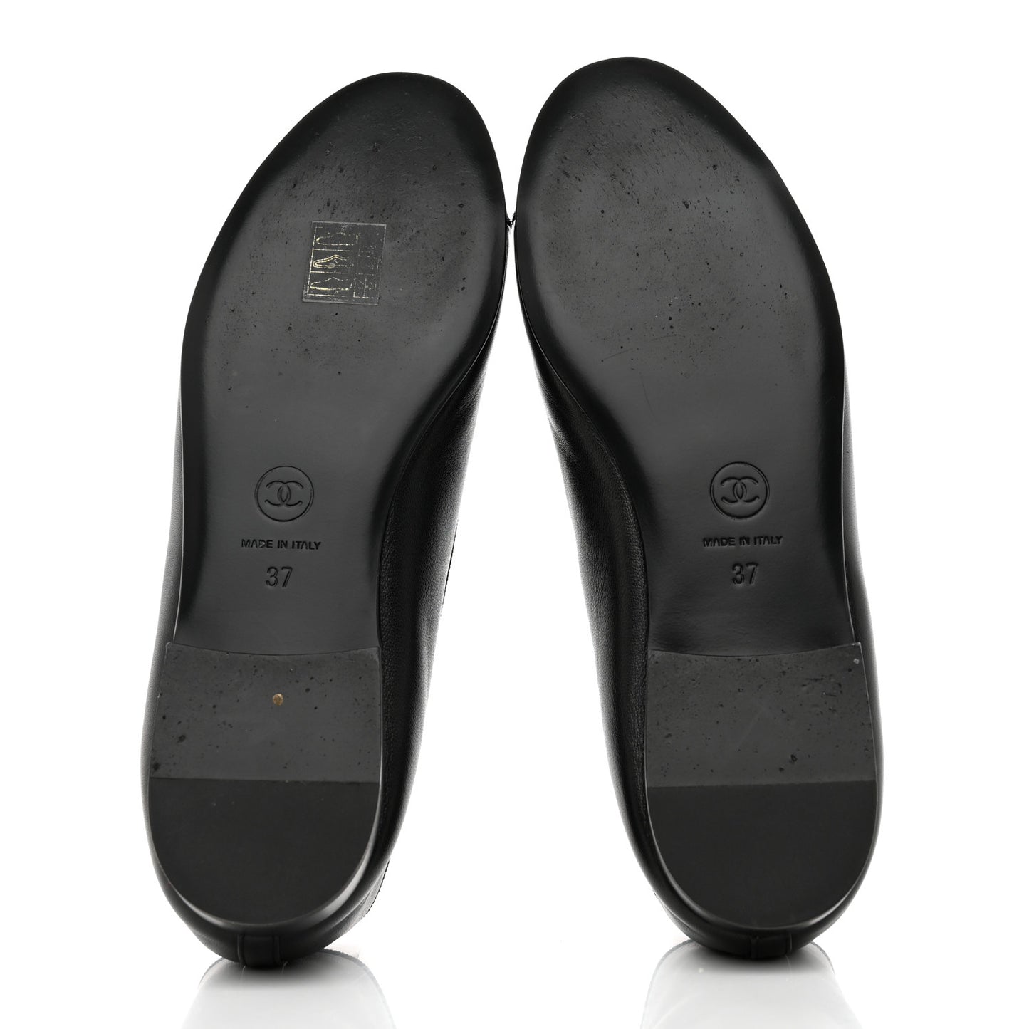 Lambskin Patent Cap Toe CC Ballerina Flats 37 Black