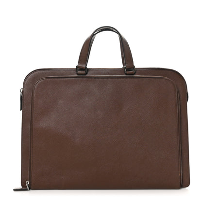 Prada Saffiano Cuir Travel Briefcase Cacao 1 of 10