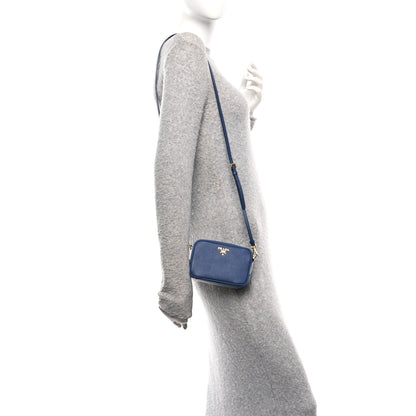 Prada Saffiano Mini Camera Crossbody Bag Bleuette 2 of 12