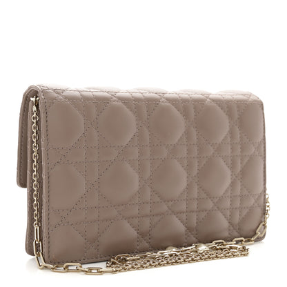Christian Dior Lambskin Chain Lady Dior Chain Pouch Warm Taupe 3 of 12