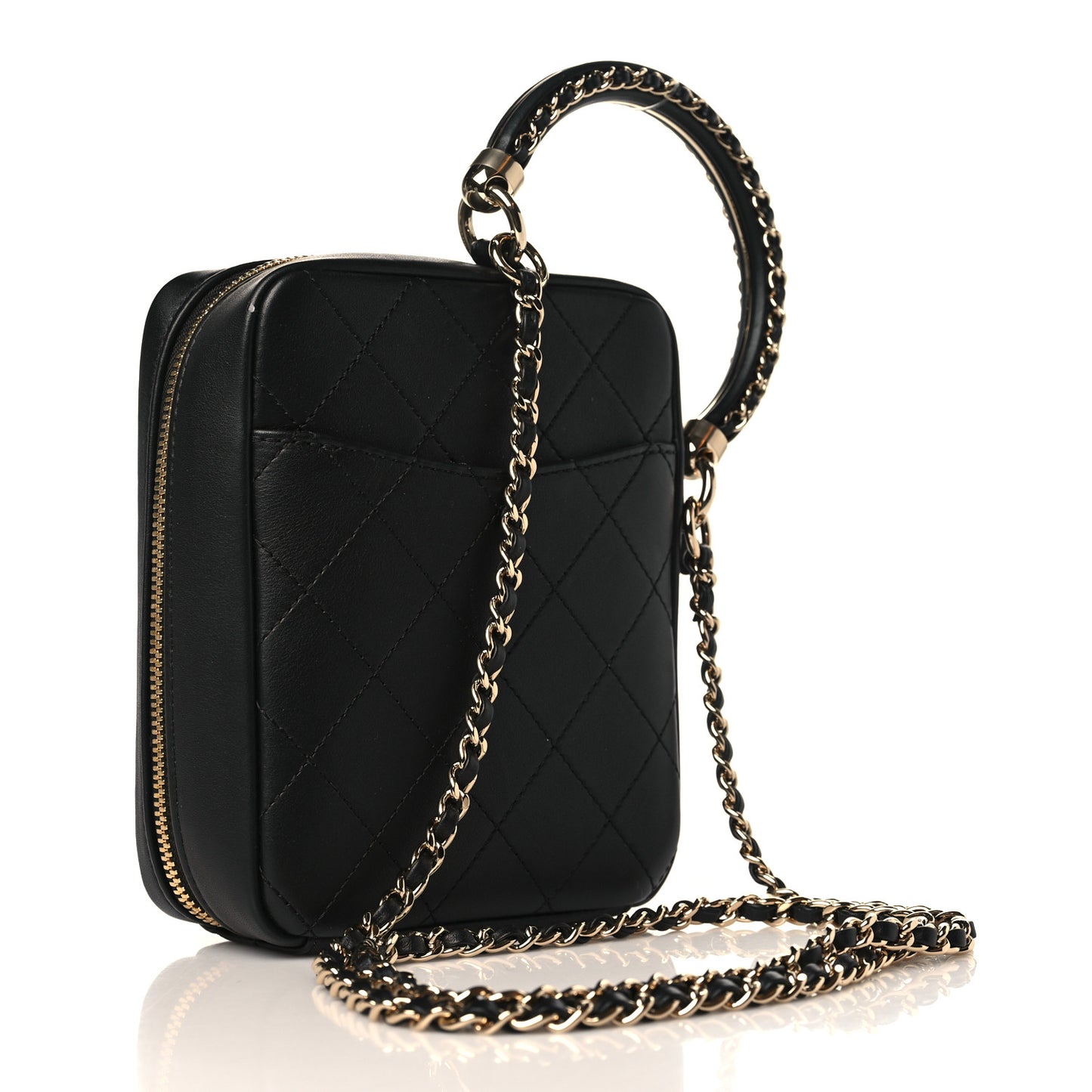 Calfskin Stitched Cup Of Tea Vanity Case Black