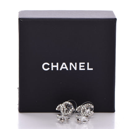 Chanel Crystal CC Drop Earrings Silver 5 of 5